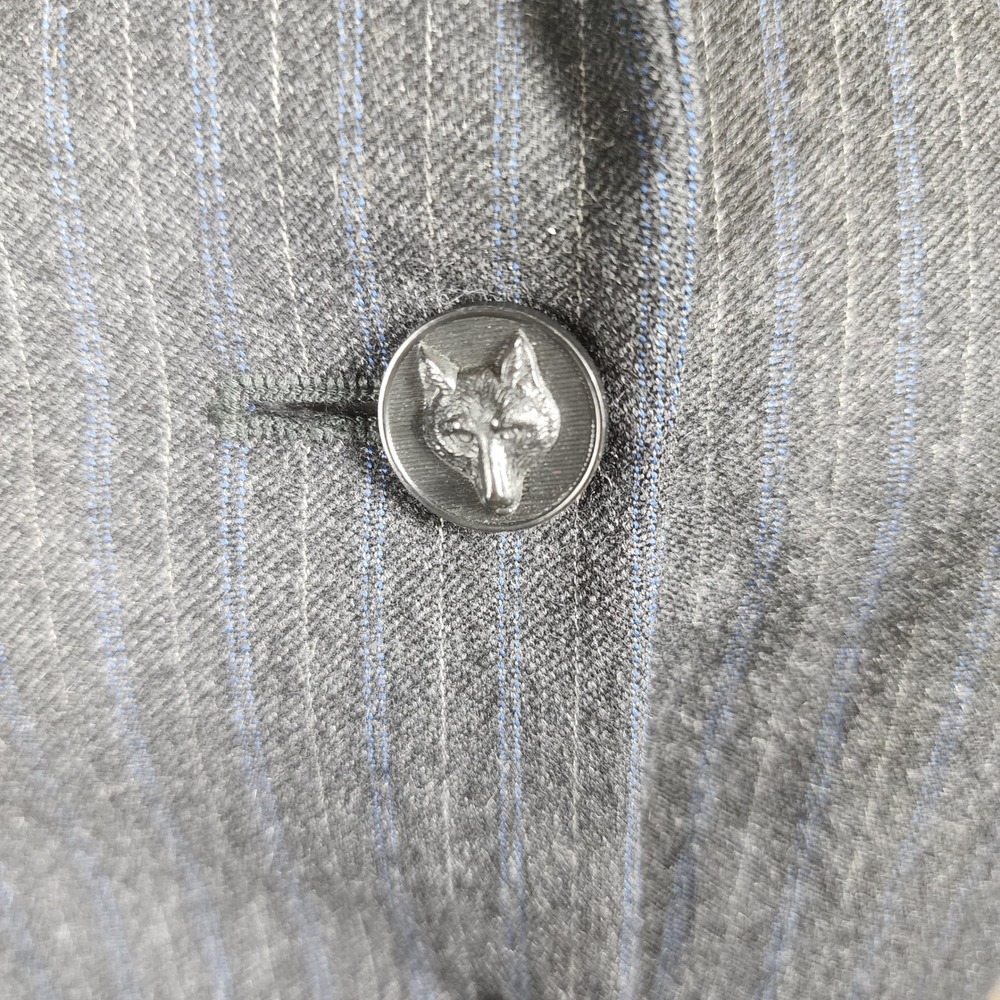 Pytchley Phillips & Piper Wool Pinstripe Riding Blazer Womens US 2 Gray Fox Head - Picture 5 of 12